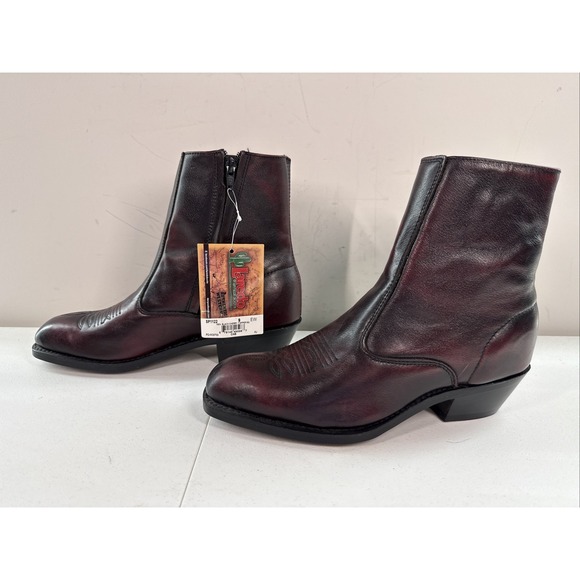 New‎ Men's 9EW Cherry Black Laredo Cowboy Ankle Boots SP1122 PO W 30703 Zipper